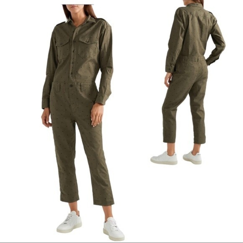Current/Elliott The Crew‎ Coverall Polkadot Jumpsuit Boilersuit Army Green M / 2